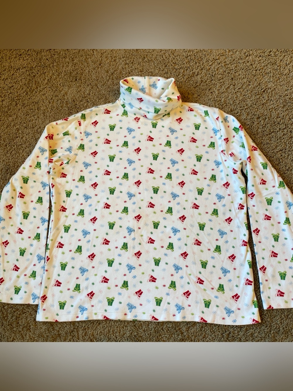 Women’s Vintage White Stag Turtleneck Christmas Presents Sz L Holiday Festival